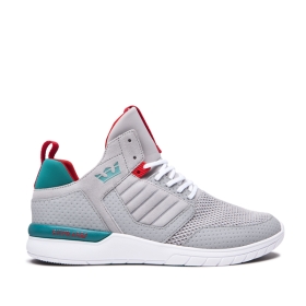 Supra Mens METHOD High Top Shoes Lt. Grey/Teal/white | US-64373